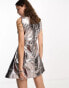 Amy Lynn Portia Lupe sleeveless mini dress with bra detail in gunmetal