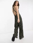 Reclaimed Vintage sleeveless jumpsuit in black floral Черный, 34 - фото #4