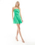 Фото #3 товара ASOS DESIGN Tall bandeau asymmetric bias satin mini dress in bright green