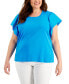 Фото #1 товара Plus Size Flutter Sleeve Top