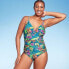 Women's Tropical Print Shirred Full Coverage One Piece Swimsuit - Kona Sol