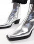 Pull&Bear pointed toe ankle boot in silver