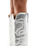 Public Desire Austine knee boot with western stitching in metallic silver