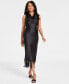Фото #1 товара Petite Fringed-Hem Cowlneck Sleeveless Dress, Created for Macy's