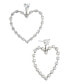 Silver-Tone Cubic Zirconia Heart Frontal Earrings