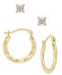 ფოტო #1 პროდუქტის 2-Pc. Set Cubic Zirconia Studs and Twisted Hoop Earrings in 10k Gold