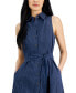 ფოტო #4 პროდუქტის Women's Sleeveless Denim Midi Shirtdress