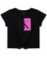 Big Girls Split Monogram Sequin Logo Tie-Front T-Shirt