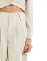 Фото #3 товара Extro & Vert tailored highwaisted button detail trouser in beige co-ord