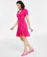 Фото #3 товара Women's Ruffled-Hem Wrap-Style Mini Dress, Created for Macy's