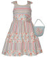 ფოტო #1 პროდუქტის Little Girls Sleeveless Seersucker and Cotton Print Dress and Matching Bag