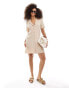 Фото #2 товара JDY oversized bowling shirt dress in mushroom