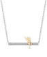 Фото #1 товара Enchanted Disney Fine Jewelry diamond Tinker Bell Bar Pendant Necklace (1/10 ct. t.w.) in Sterling Silver & Gold-Plate, 16" + 2" extender
