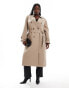 Vero Moda Curve longline belted trench coat in laurel oak