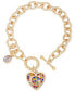 ფოტო #2 პროდუქტის Gold-Tone Rainbow Pavé Logo Heart Link Bracelet