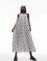 Topshop contrast colour broderie chuck on midi dress in mono M - фото #4