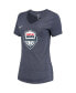 ფოტო #3 პროდუქტის Women's Heathered Blue USA Basketball Team Logo Tri-Blend V-Neck T-shirt
