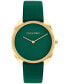ფოტო #1 პროდუქტის Women's Quartz Green Leather Strap Watch 34mm
