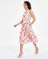 Women's Sleeveless Floral-Print Tiered Midi Dress
