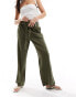 Фото #1 товара JDY wide leg belted linen trousers in khaki