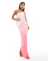 Фото #1 товара Kaiia satin one shoulder maxi dress in pink ombre