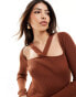 Фото #8 товара Scalpers square knit dress in terracotta