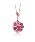 Фото #1 товара Sterling Silver 18K Rose Gold Plated Multi Color Cubic Zirconia Pendant Necklace