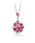 ფოტო #1 პროდუქტის Sterling Silver 18K Rose Gold Plated Multi Color Cubic Zirconia Pendant Necklace