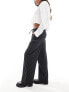 Фото #3 товара Stradivarius Petite tailored pull on trouser in black pinstripe