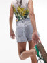 Фото #2 товара Topshop denim elastic waist short in bleach