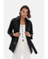 ფოტო #5 პროდუქტის Women's Leather Coat, Black