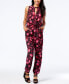 Marilyn Monroe Women's Juniors Floral Sleeveless Jumpsuit Black Red S