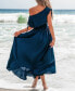 Women's Blue Off-Shoulder Flounce Hem Midi Beach Dress