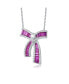 GV Sterling Silver with Rhodium Plated and Cubic Zirconia Bowtie Necklace