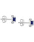 ფოტო #3 პროდუქტის EFFY® Sapphire (7/8 ct. t.w.) & Diamond (1/8 ct. t.w.) Halo Stud Earrings in 14k White Gold