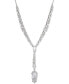 ფოტო #1 პროდუქტის Rhodium-Plated Cubic Zirconia Lariat Necklace, 16" + 2" extender, Created for Macy's