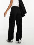 ASOS DESIGN Petite wide leg tailored jersey suit trouser in black