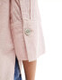 New Look long sleeve linen look shirt in pink