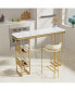 55.1" Modern Straight Bar Table With Shelves In& Gold