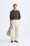 BELTED COTTON-LINEN TROUSERS