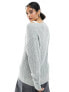 Weekday Farila oversized v neck ladder knit jumper in light grey