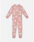 Big Girls Organic Cotton Two Piece Pajama Set Old Pink Printed Roses