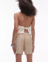 Фото #3 товара Topshop – Mini-Shorts aus grob gewebter Baumwolle in Camel