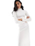 Фото #3 товара Wednesday's Girl roll neck knitted maxi dress in ivory