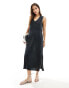 Фото #1 товара Vila slinky v neck midi dress in black