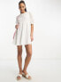 Фото #2 товара Wednesday's Girl dobby cotton puff sleeve mini smock dress in white