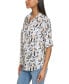 Фото #4 товара Women's Whimsical-Print Roll-Tab Button-Front Top