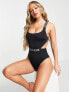 Calvin Klein logo cut out swimsuit in black