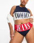 Tommy Jeans plus archive high waist cheeky bikini bottom in navy and red