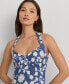 ფოტო #3 პროდუქტის Women's Embroidered Halter Sheath Dress